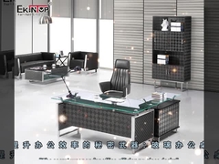 میز شیشه ای مدرن با پایه های فولادی برای ساختمان اداری رنگ اختیاری