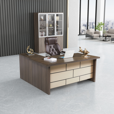 میز اداری بلند تجاری چوب قهوه ای برای میز اداری خانگی OEM ODM
