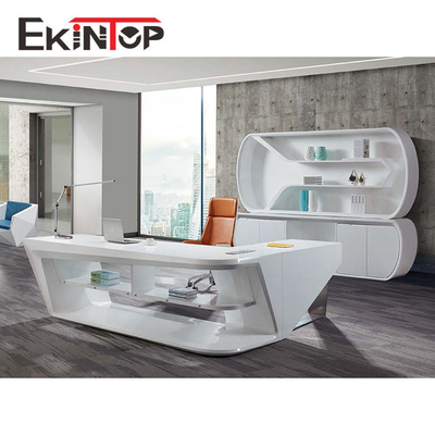 میز اداری منحنی سفید، میز اداری مبلمان اداری OEM ODM