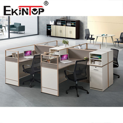 میز اطاقک L شکل قابل گسترش، ایستگاه کاری راحت کارکنان اداری
