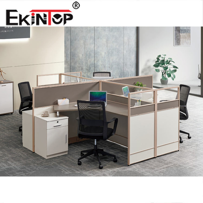 میز اطاقک L شکل قابل گسترش، ایستگاه کاری راحت کارکنان اداری