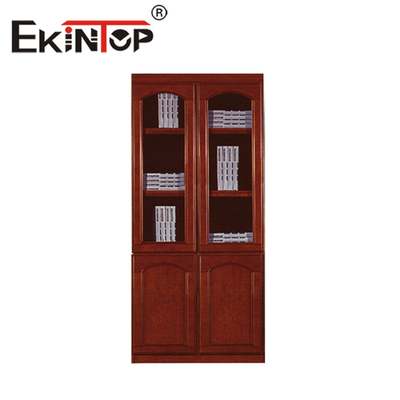 کمد بایگانی چوبی رنگ گردویی ضمیمه کابینت نمایش فایل چرم چوبی