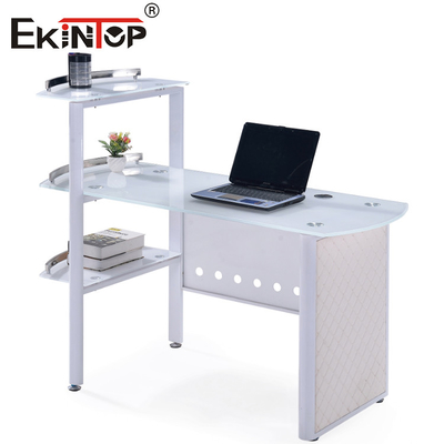 میز اداری شیشه ای آبی و سفید با صفحه دسکتاپ 8 میلی متری سفارشی