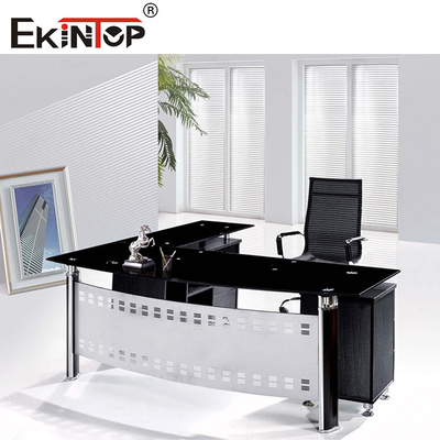 پاهای فلزی با کابینت شیشه ای میز کامپیوتر مدرن دفتر خانگی