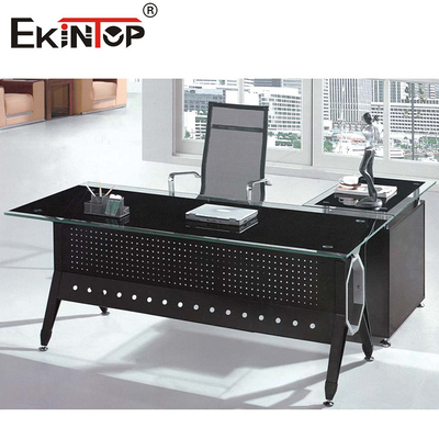 پاهای فلزی با کابینت شیشه ای میز کامپیوتر مدرن دفتر خانگی