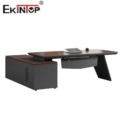 میز اداری چوبی سیاه سبک تجاری با مبلمان کابینت جانبی