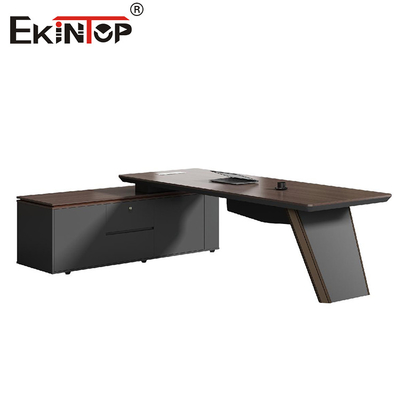 میز اداری چوبی سیاه سبک تجاری با مبلمان کابینت جانبی