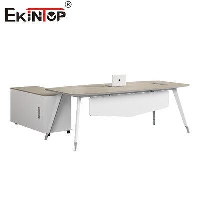 میز اداری مدرن با پاهای فلزی و کابینت متصل