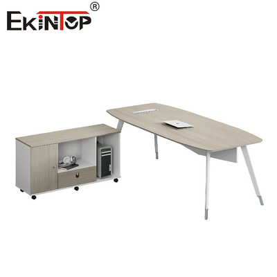 میز اداری مدرن با پاهای فلزی و کابینت متصل