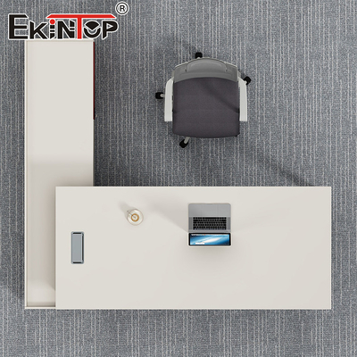 میز اداری مینیمالیستی میز چوبی آکاسیا با کابینت ذخیره سازی و پاهای فلزی