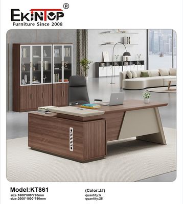Ekintop Office Desk Furniture Executive CEO Manager L Shape Modular Wooden Office Desk Set