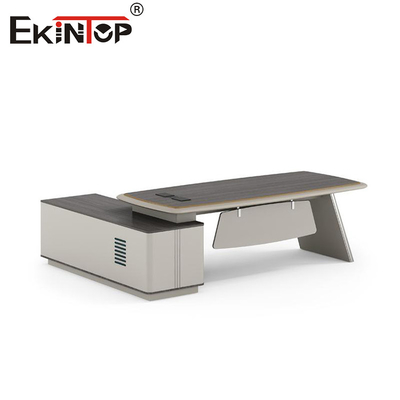 میز اداری شکل L با کابینت ذخیره سازی طراحی مدرن